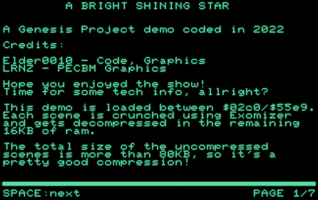 Screenshot from the first page of the note to “A Bright Shining Star”, Genesis Project, 2022. (See below for the text.)