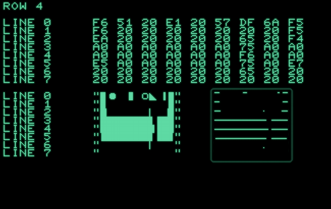 Characters and scan-lines as drawn by “Hi-Res” for display row #4.