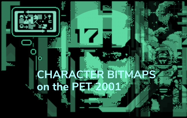 Title illustration: a montage of bitmap graphics rendered in green phosphor.