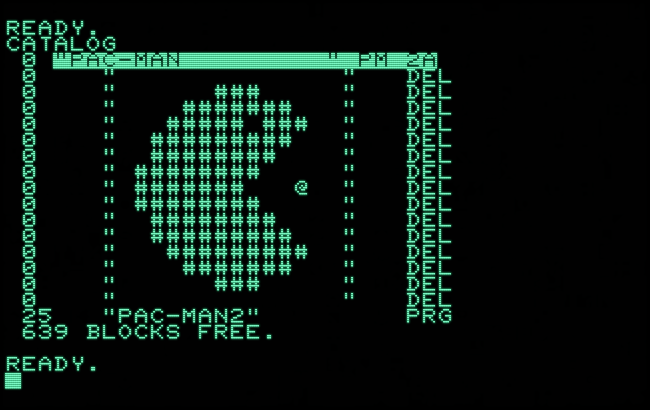 Screenshot: output of the CATALOG command for the above disk image