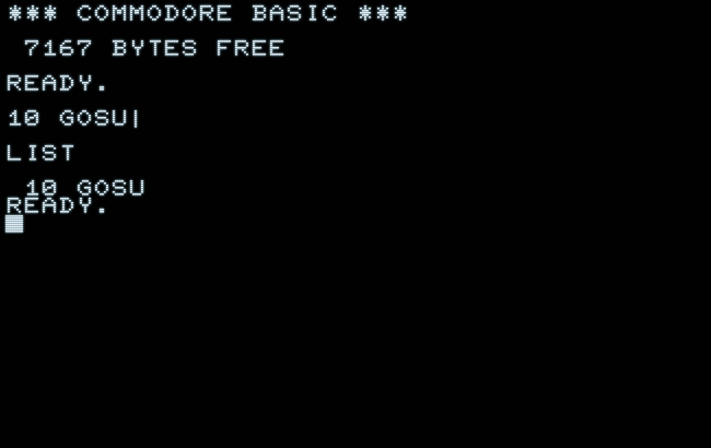 The gosuB-bug on the Commodore PET 2001, ROM 1.0