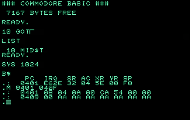 gotO on the Commodore PET 2001