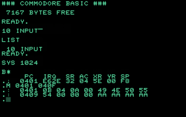 input#-bug on the Commodore PET 2001