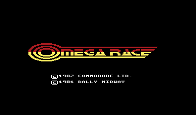 Omega Race, title screen of the VIC-20 cartridge.