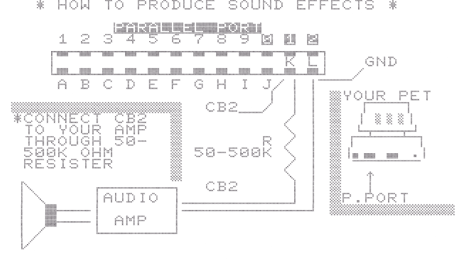 Emulated hardcopy of the wiring diagram for CB2-sound on the Commodore PET