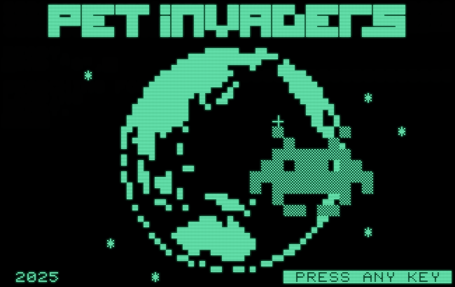 The splash screen for "PET Invaders" (WIP)