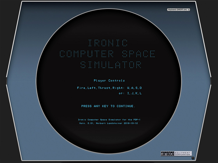 PDP-1 emulation dedicated to Ironic Computer Space